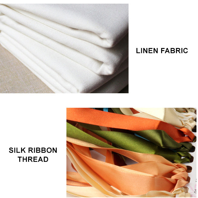 Silk Ribbon Beginner Embroidery Kit w/ Floral Pattern Instructions Beginner Modern DIY Craft