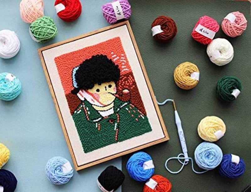 Van Gogh - Punch Needle Kit Starter Embroidery Pack Crafter’s Gift w/ Yarn Adjustable Needle Hoop