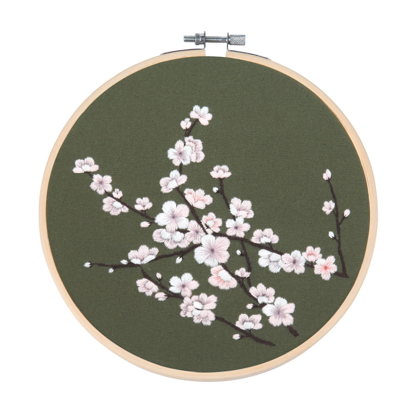 Embroidery Kit For Beginner Flowers Pattern DIY Craft Full Kit w/ Needle Hoop