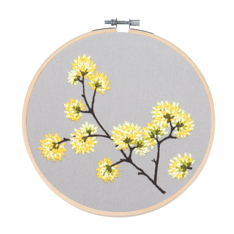 Embroidery Kit For Beginner Flowers Pattern DIY Craft Full Kit w/ Needle Hoop